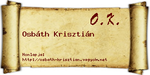 Osbáth Krisztián névjegykártya